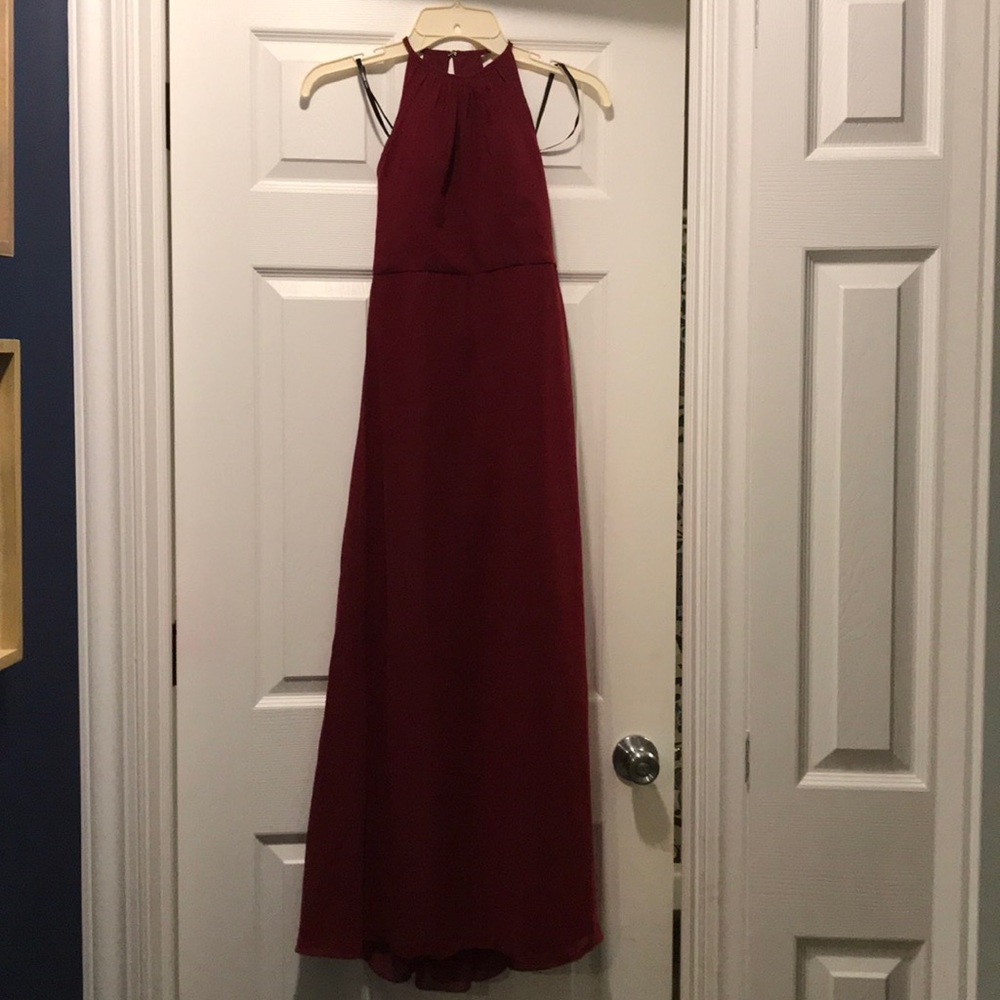 Burgundy Junior bridesmaid dress.
